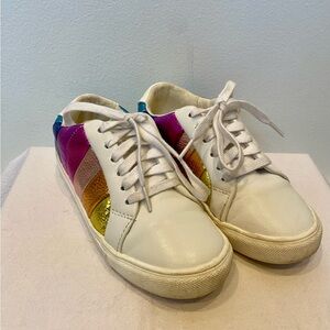 Kurt Geiger - Mini Lane Metallic Rainbow Stripe Sneakers - Size 11 Kids